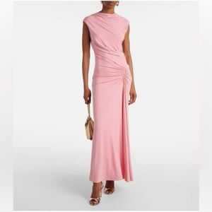 NWT SIMKHAI Acacia Jersey Sleeveless Ruched Midi Dress in Dusty Pink Sz XL